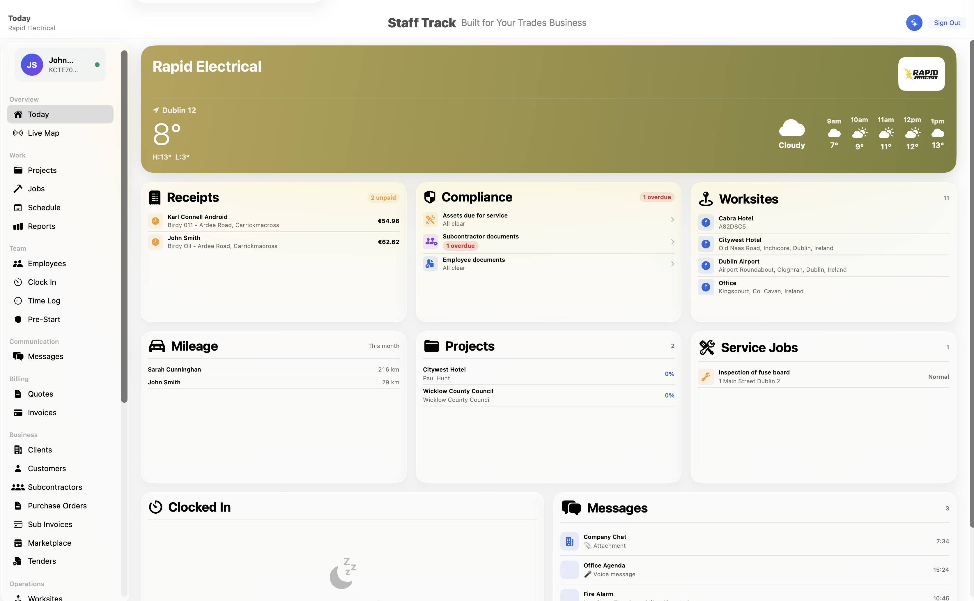 Staff Track asset management on MacBook — Tradify alternative for trades